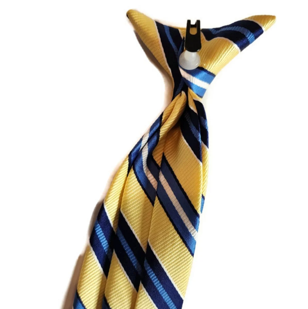 Boys Clip On Neck Tie in Yellow Stripe New Without Tags